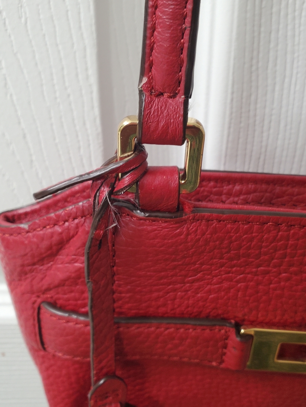 Ralph Lauren Red Pebbled Leather Small Crossbody with Gold Hardware - Picture 7 of 11